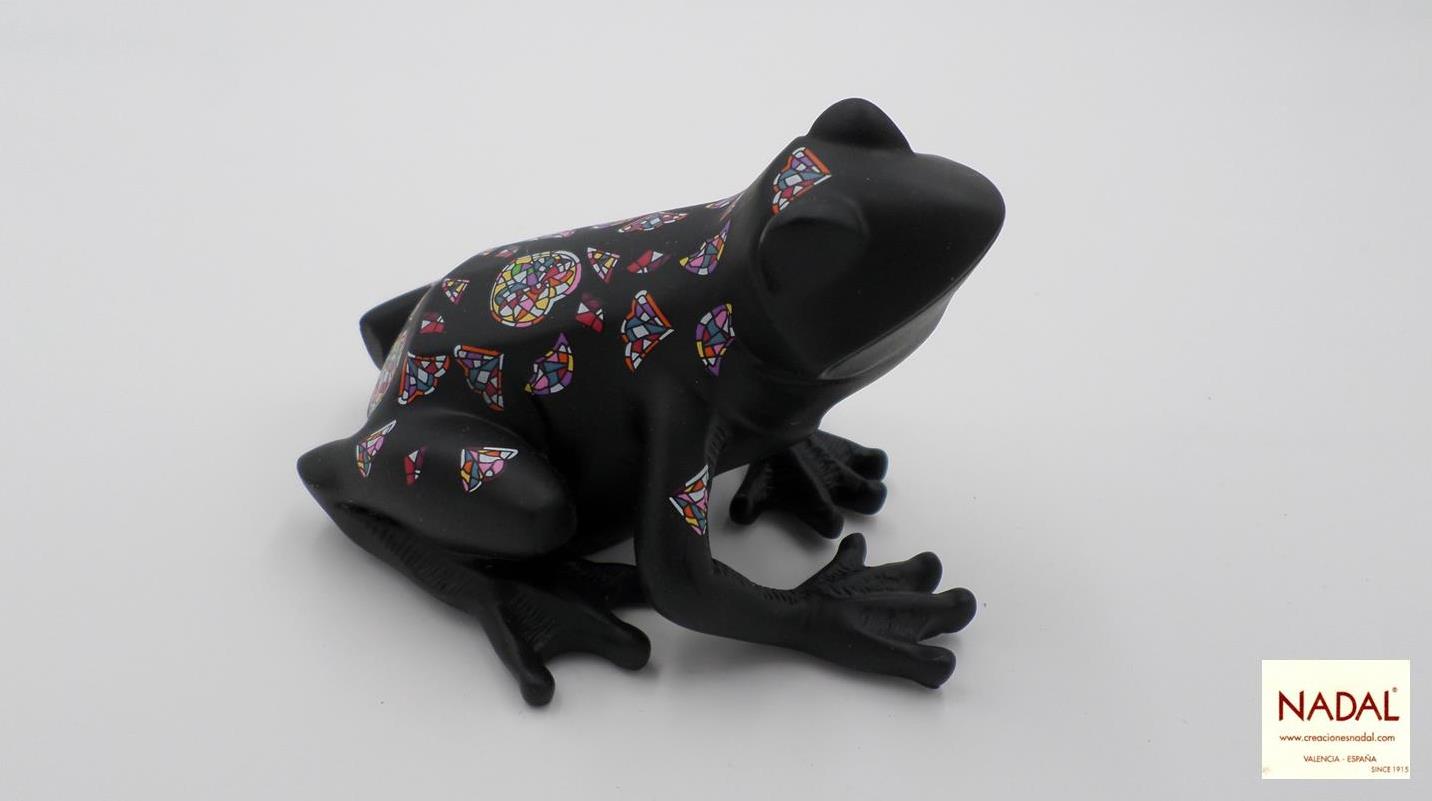 Grenouille noire décorée