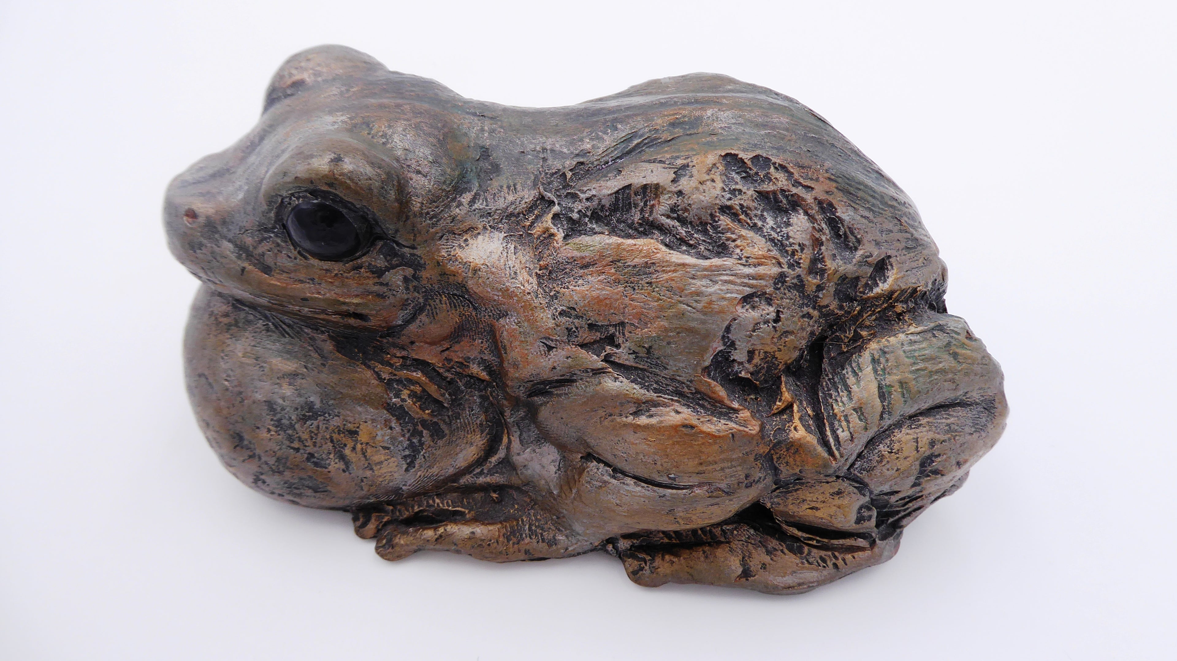 Grosse grenouille effet bronze vieili