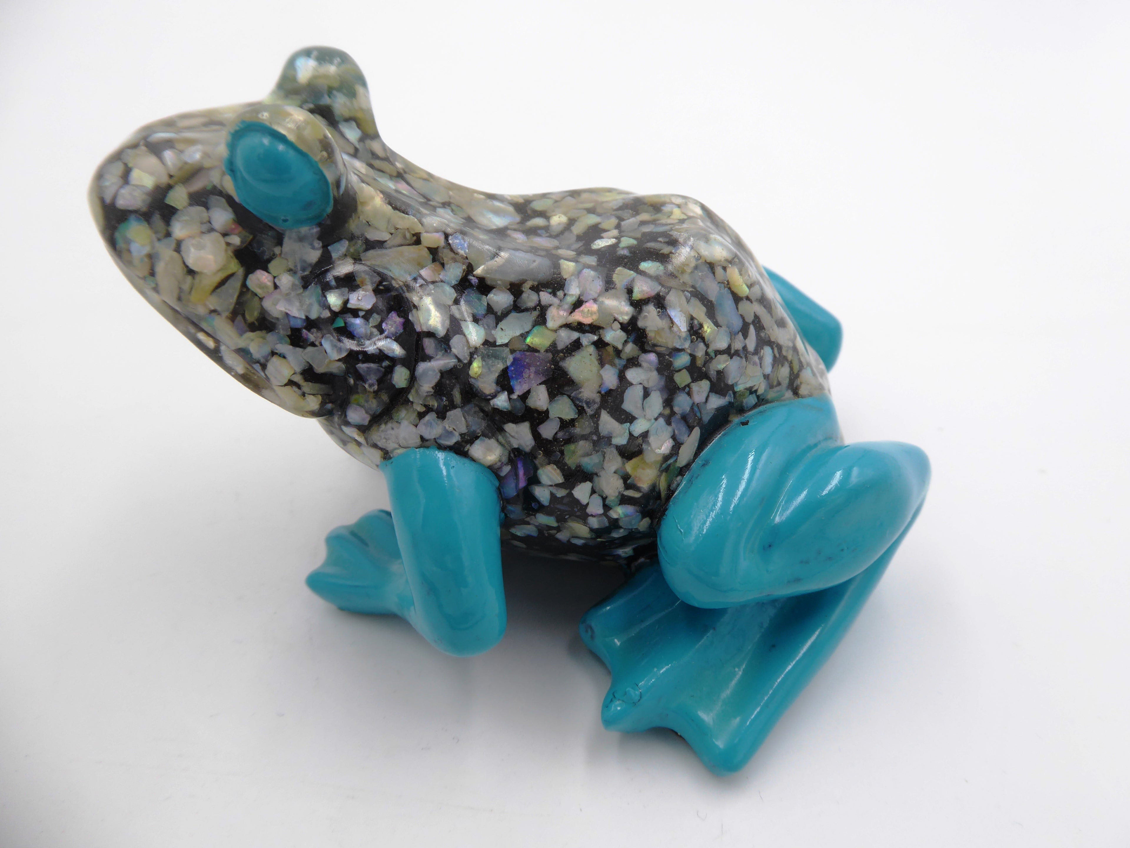 Grenouille à décor paillettes argent