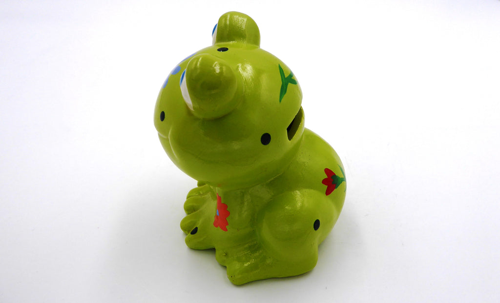Petite tirelire en céramique verte