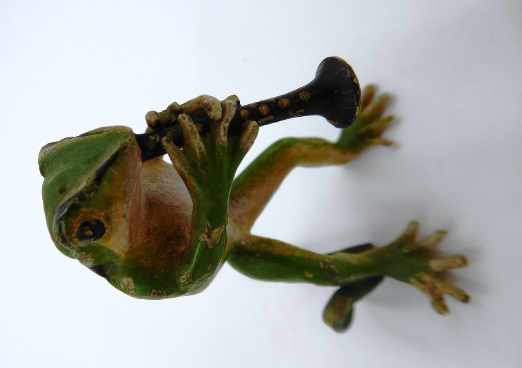Couple de grenouille en plomb peint