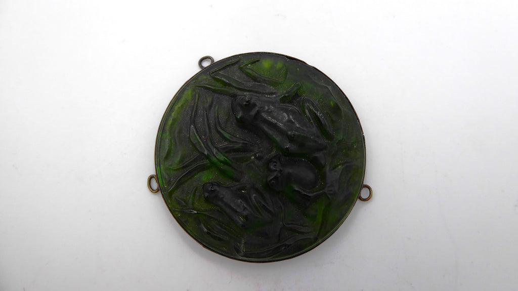 Base laiton avec motif en verre incrusté de grenouilles