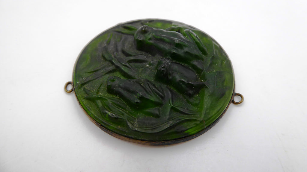 Base laiton avec motif en verre incrusté de grenouilles