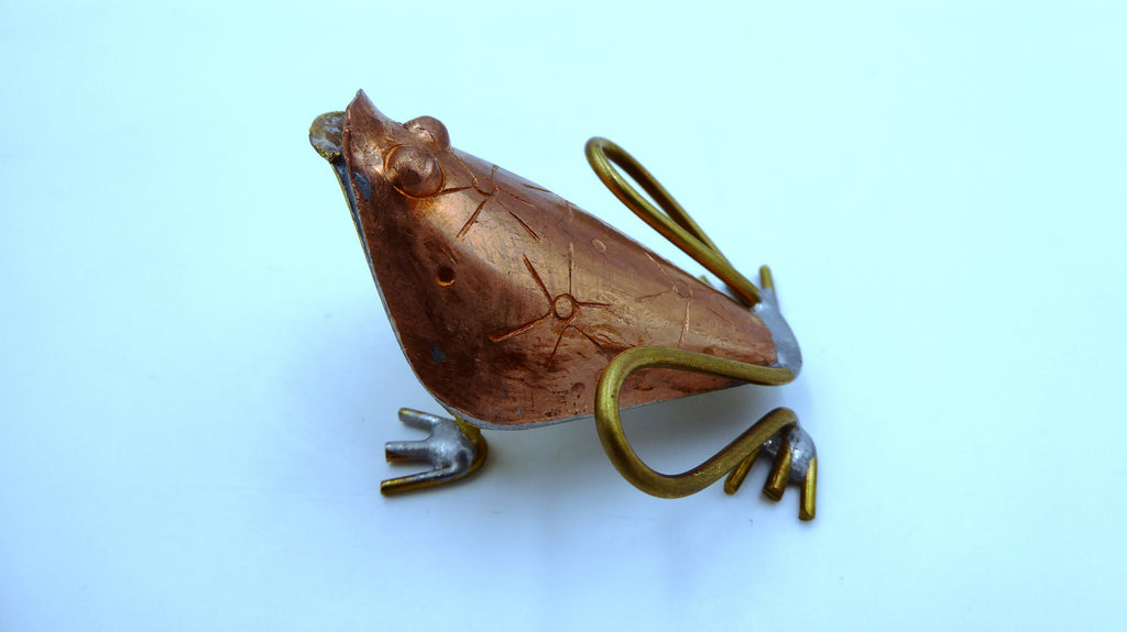 Grenouille en cuivre et laiton soudures étain