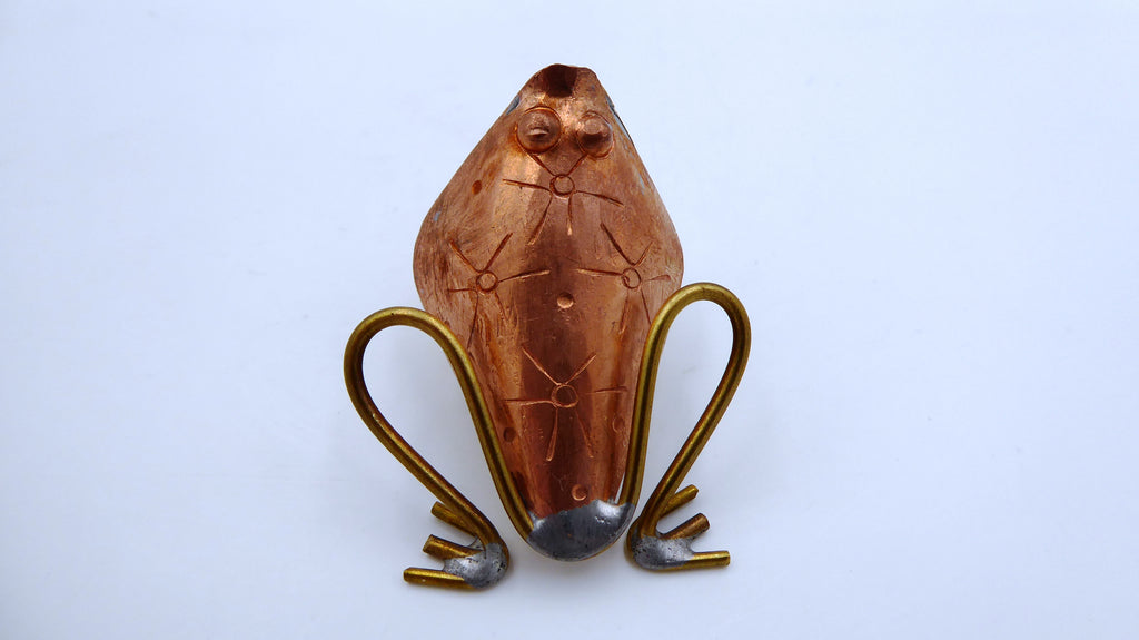 Grenouille en cuivre et laiton soudures étain