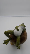 Rare champignon en composite revêtu d'une grenouille en céramique