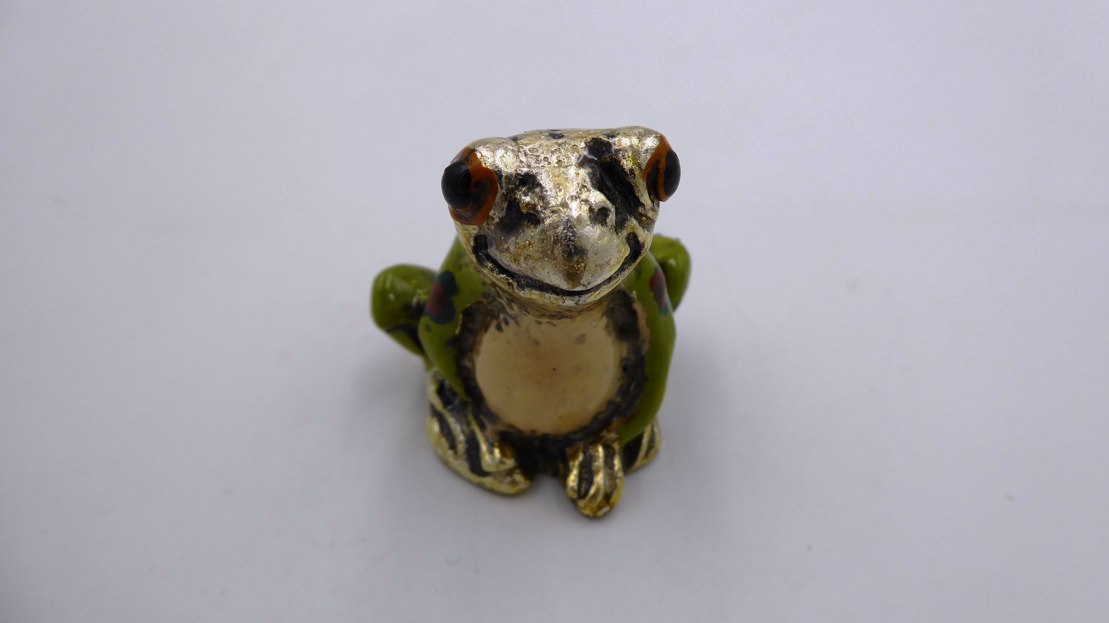 Grenouille en plomb richement peinte