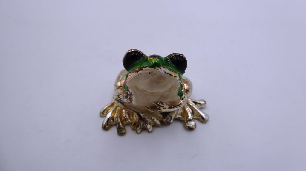 Grenouille en laiton argenté peinte