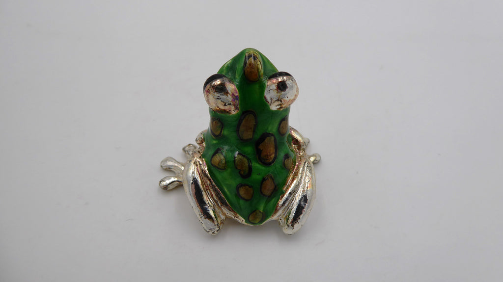Grenouille en laiton argenté peinte