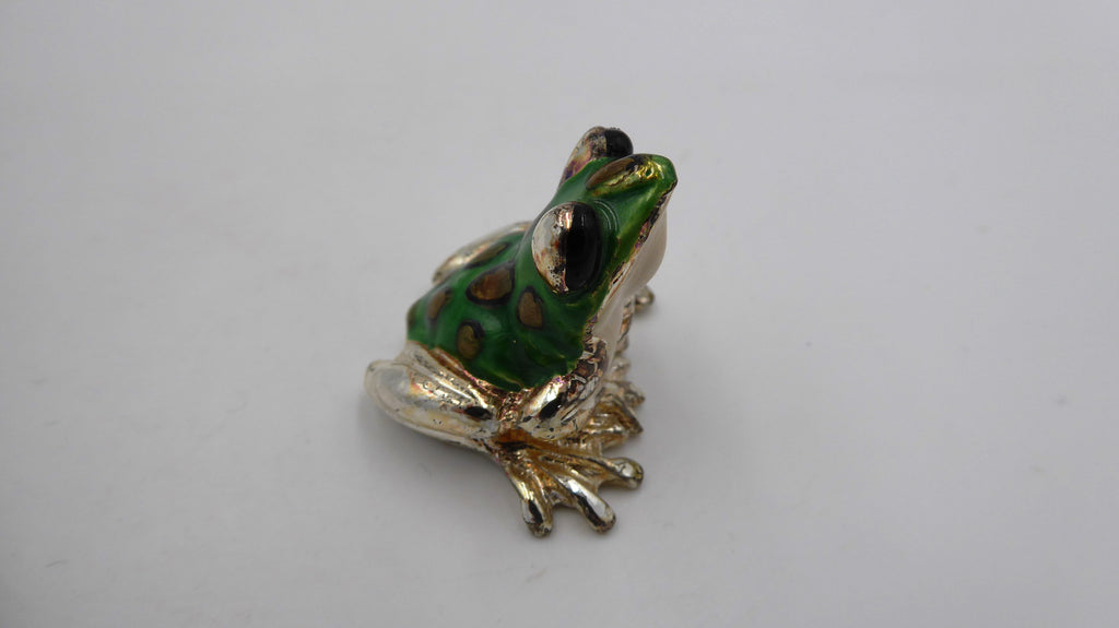 Grenouille en laiton argenté peinte