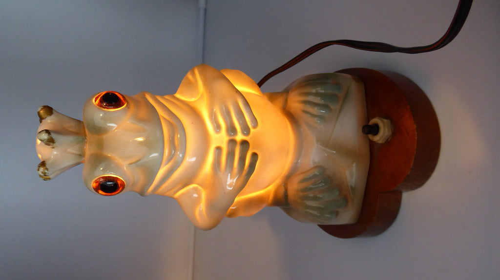 Lampe en céramique sur socle bois (Fonctionne)