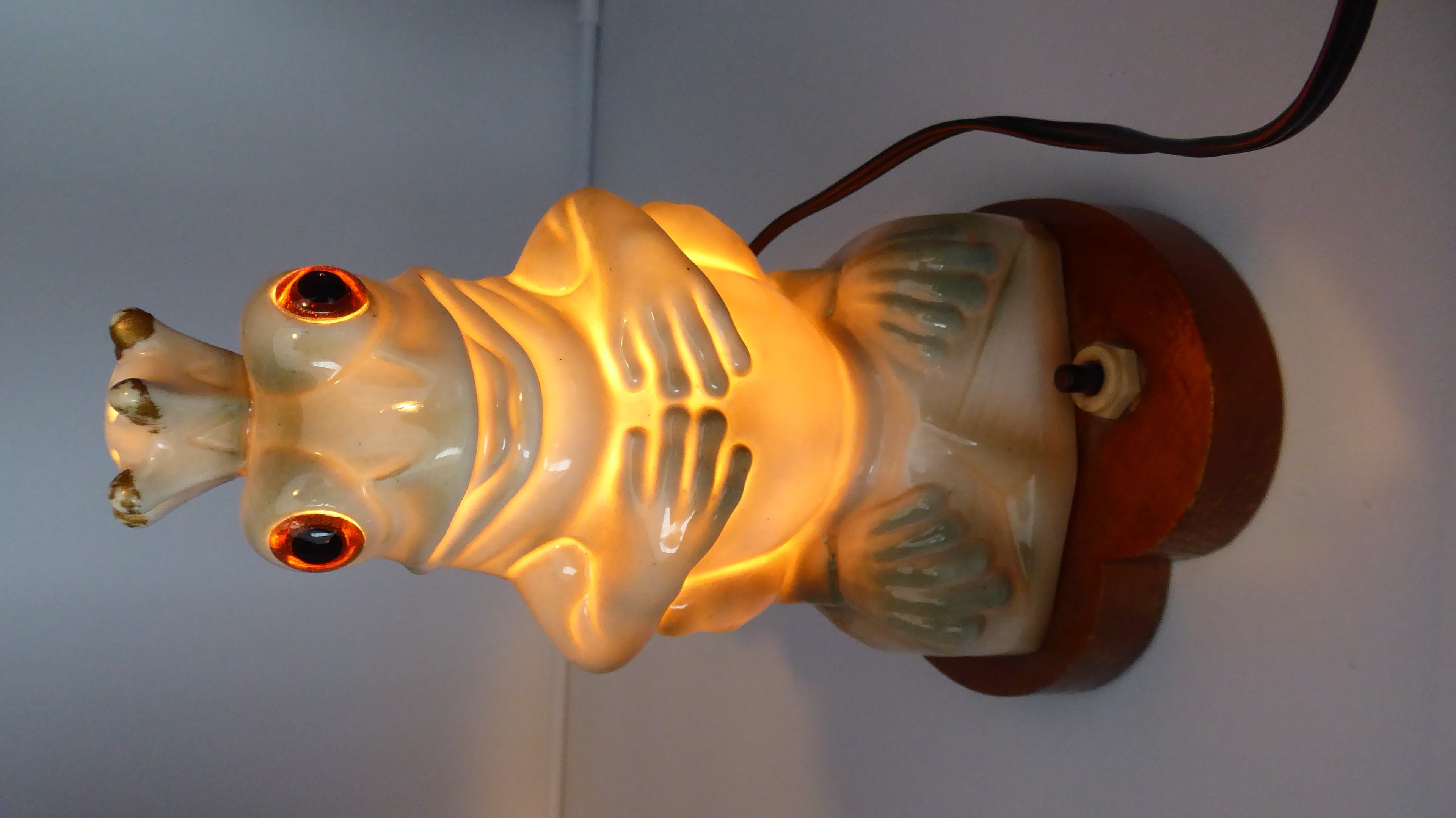 Lampe en céramique sur socle bois (Fonctionne)