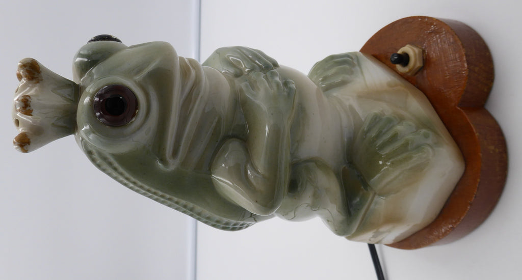 Lampe en céramique sur socle bois (Fonctionne)