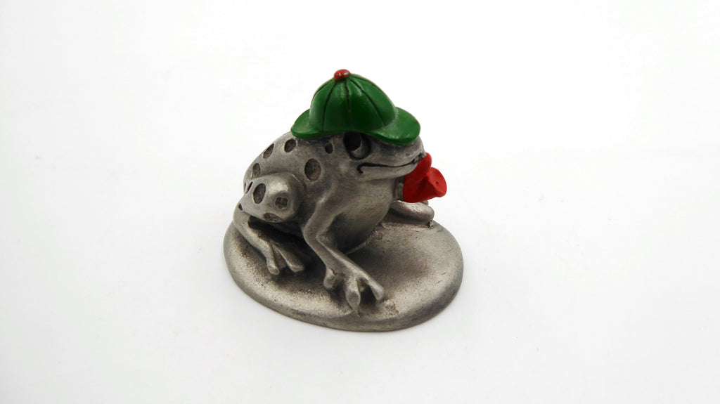 Grenouille en étain décoré signé HUDSON 1982