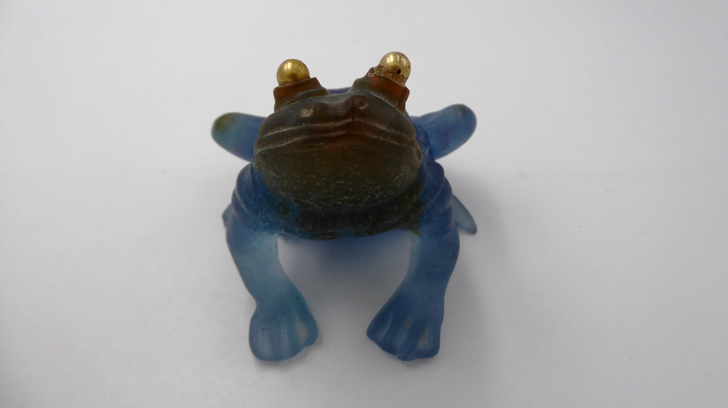 Grenouille DAUM bleu aux yeux dorés