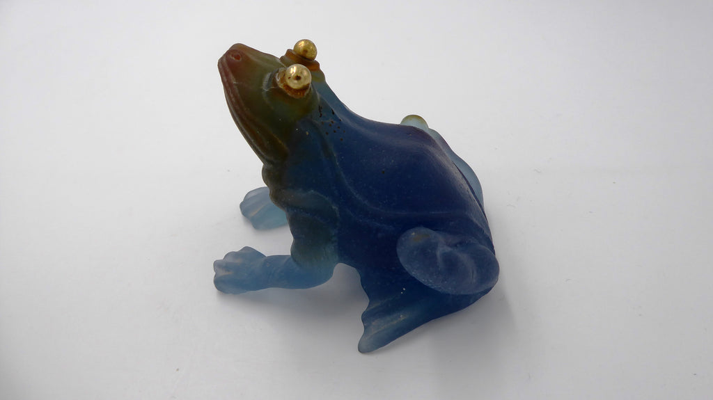 Grenouille DAUM bleu aux yeux dorés