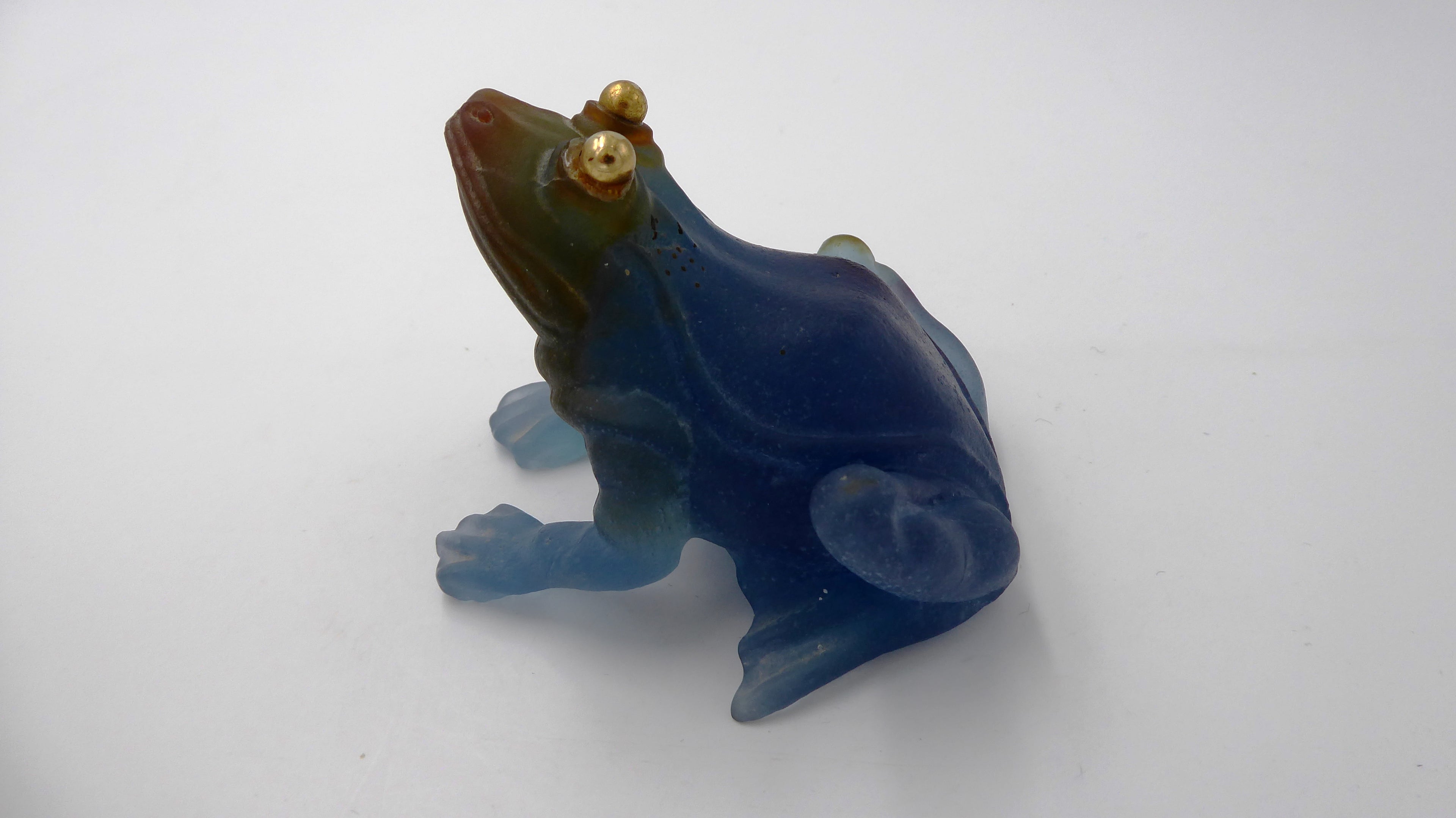 Grenouille DAUM bleu aux yeux dorés