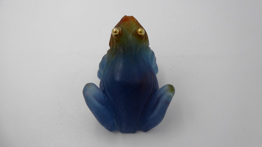 Grenouille DAUM bleu aux yeux dorés