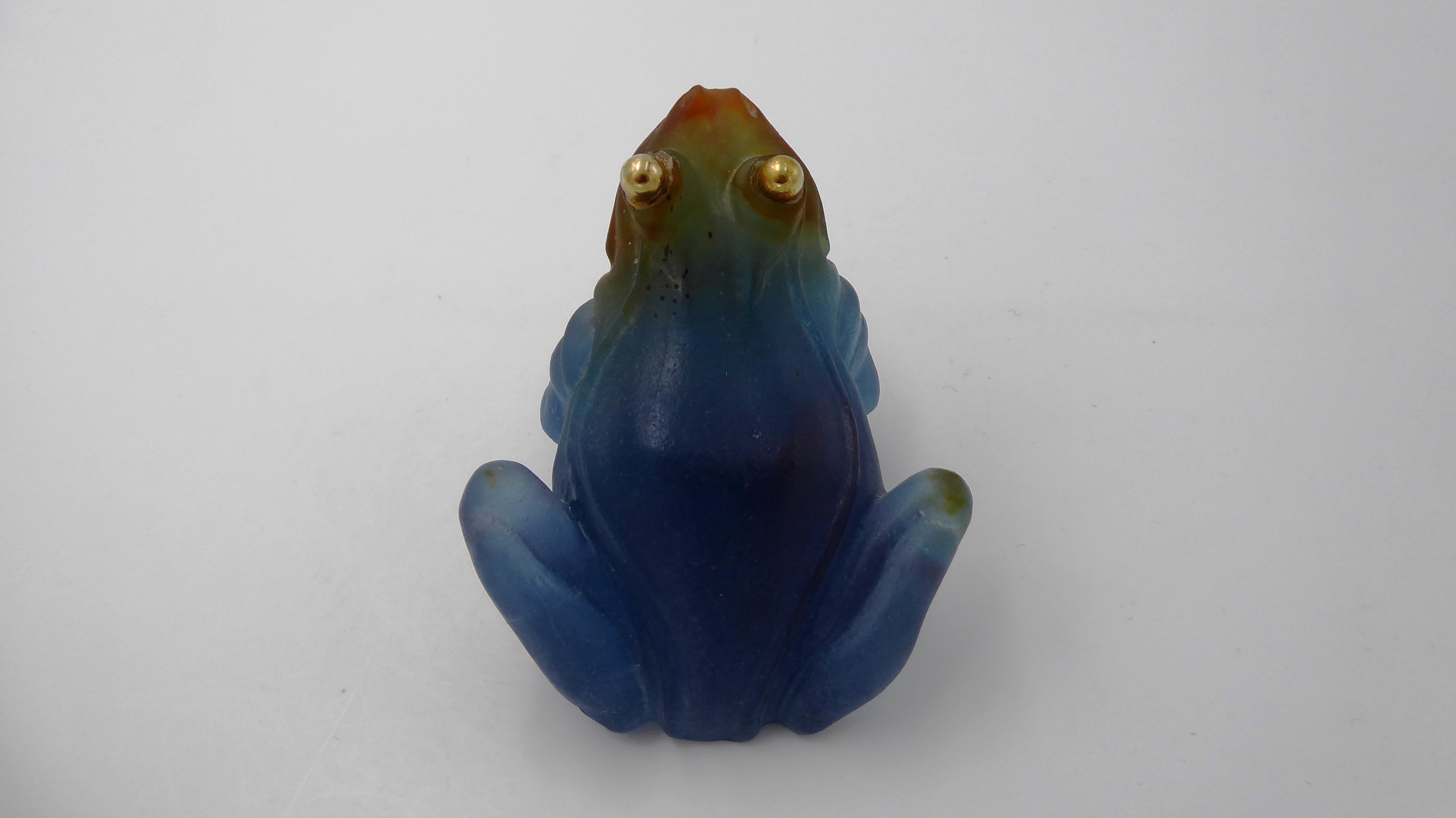 Grenouille DAUM bleu aux yeux dorés