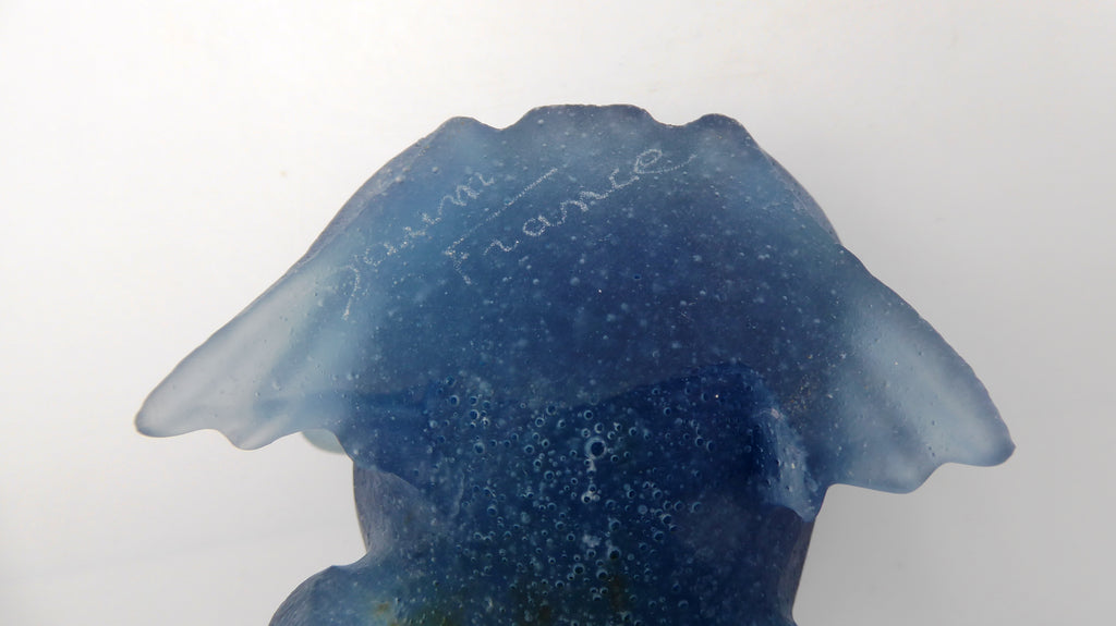 Grenouille DAUM bleu aux yeux dorés