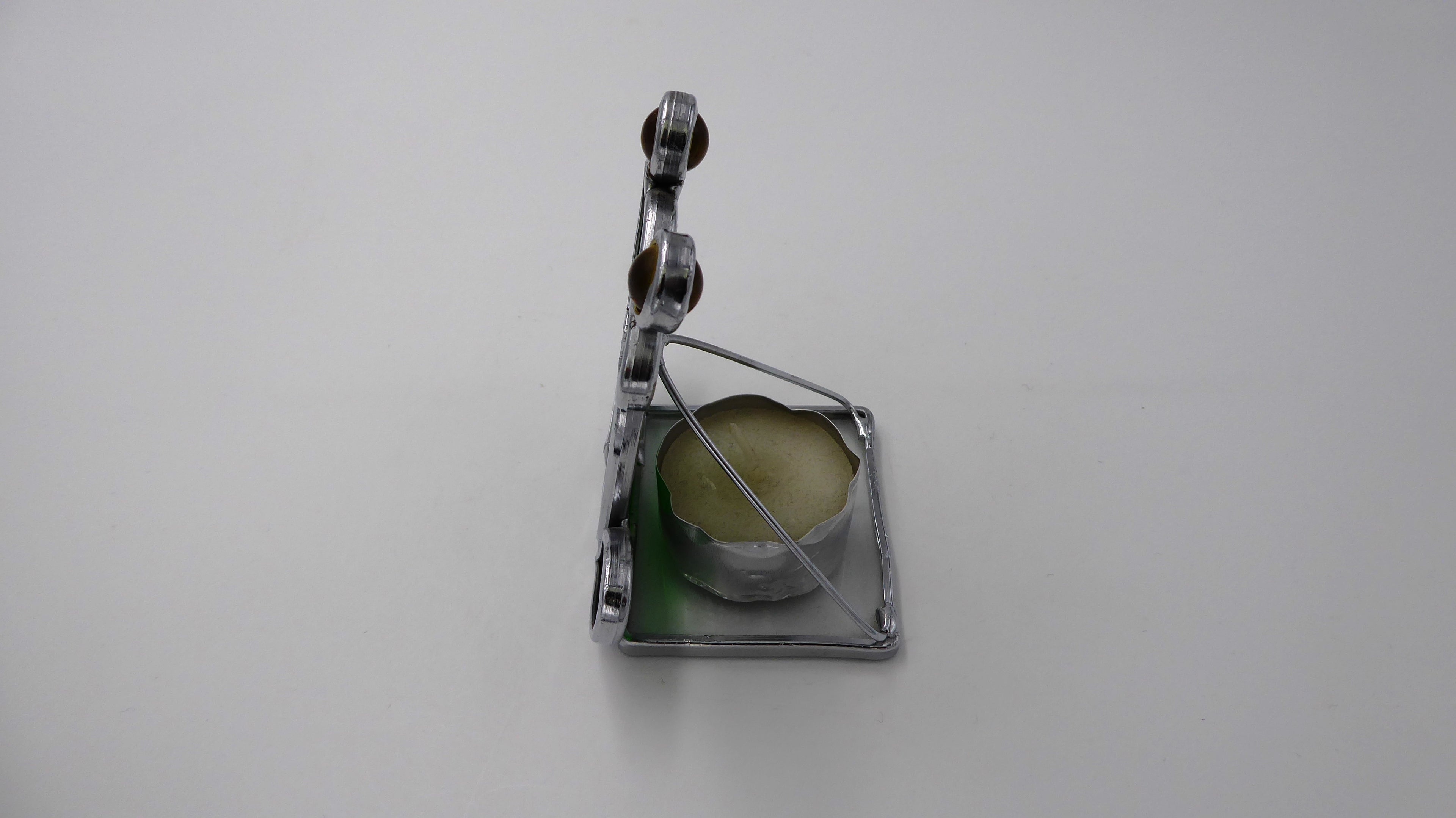 Grenouille en vitrail support bougie