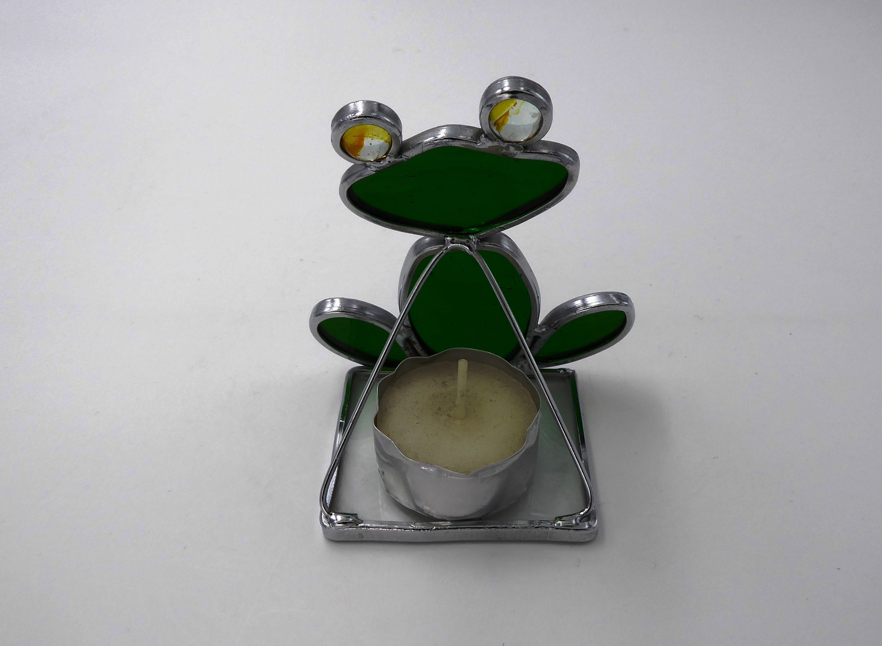 Grenouille en vitrail support bougie