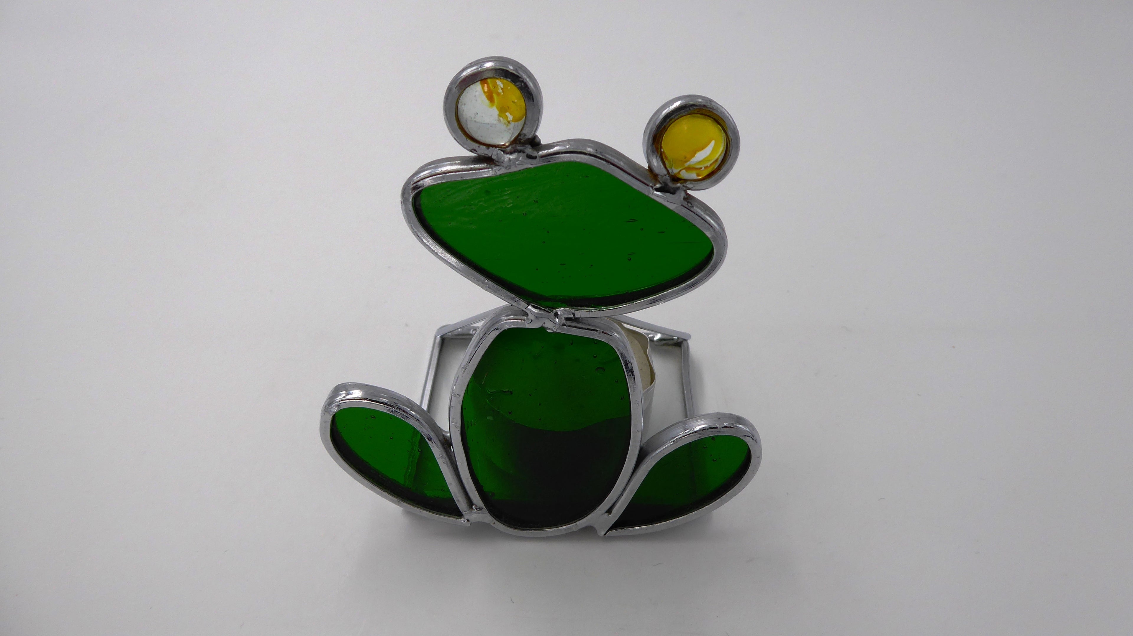 Grenouille en vitrail support bougie