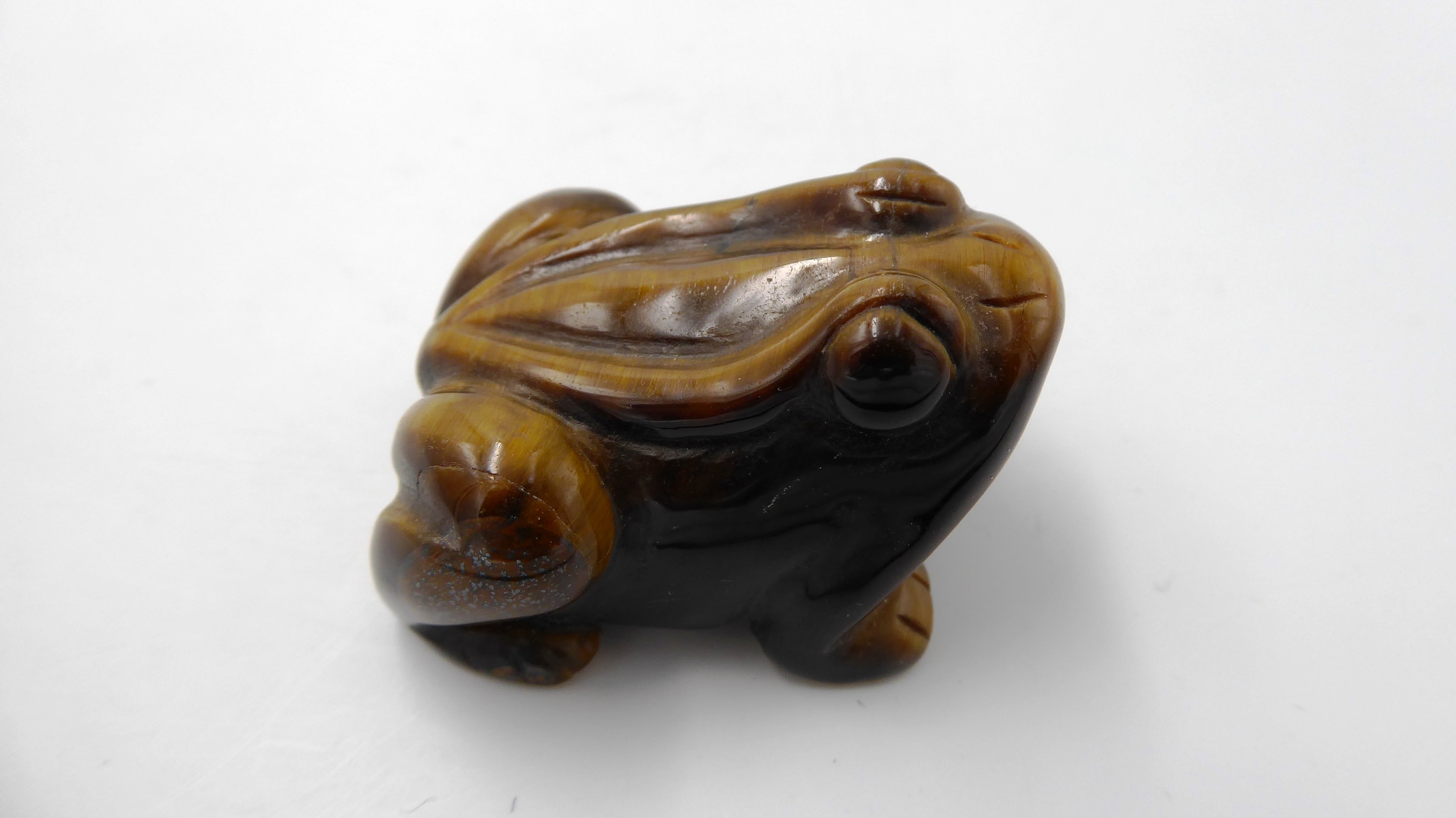 Grenouille en pierre œil de tigre venant d'AFRIQUE DU SUD