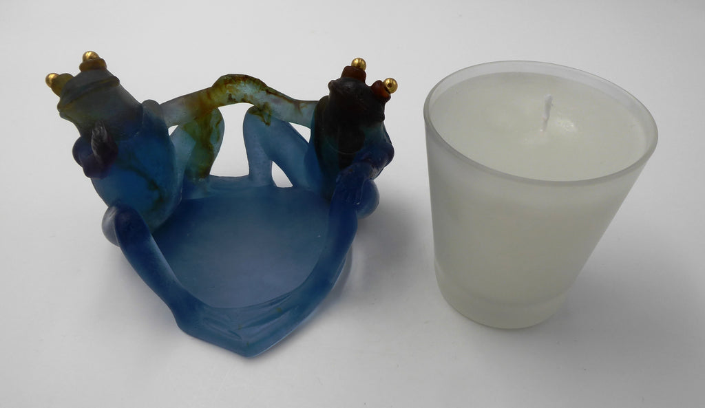 Couple de grenouilles assises - Bougeoir DAUM