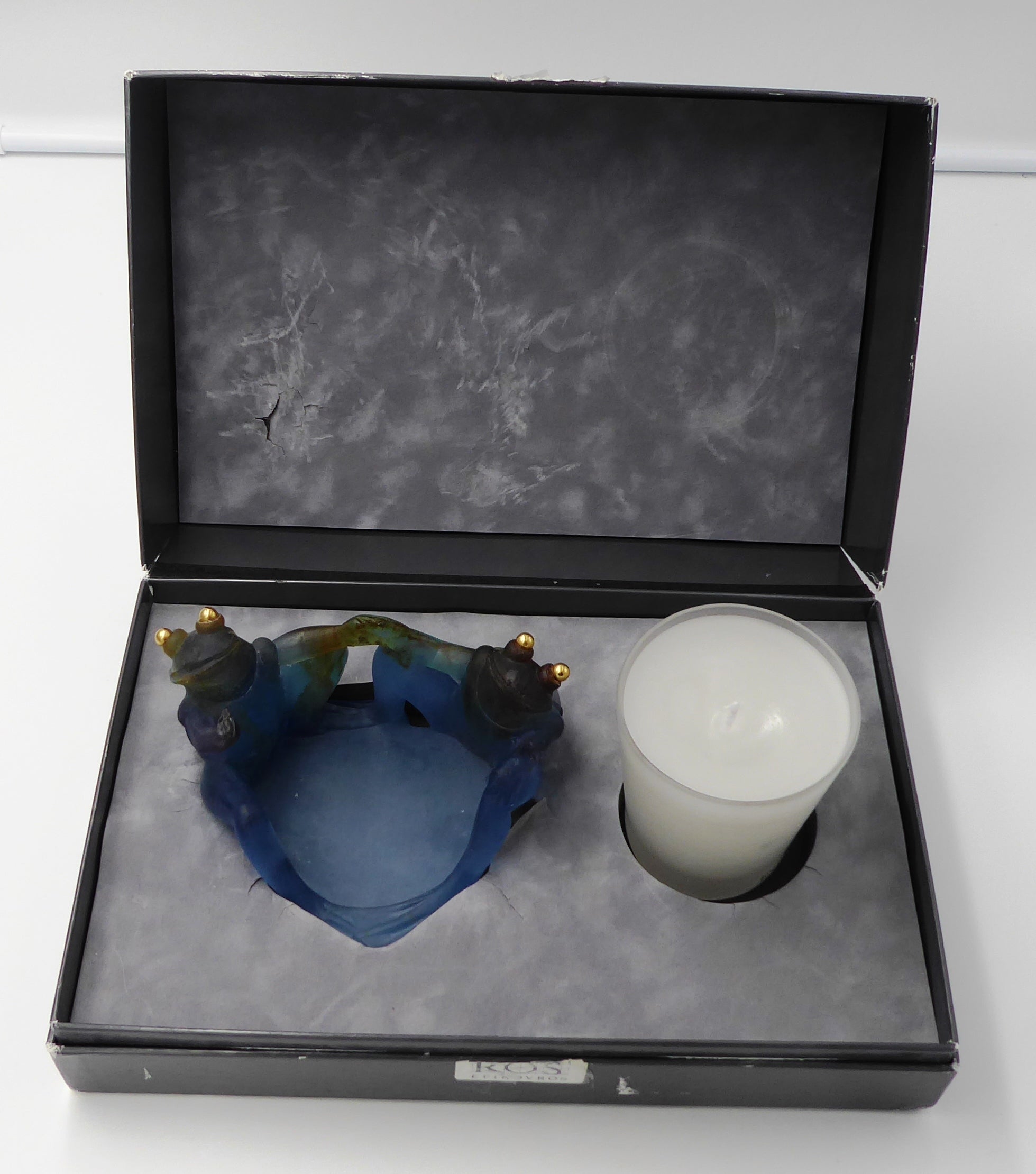 Couple de grenouilles assises - Bougeoir DAUM