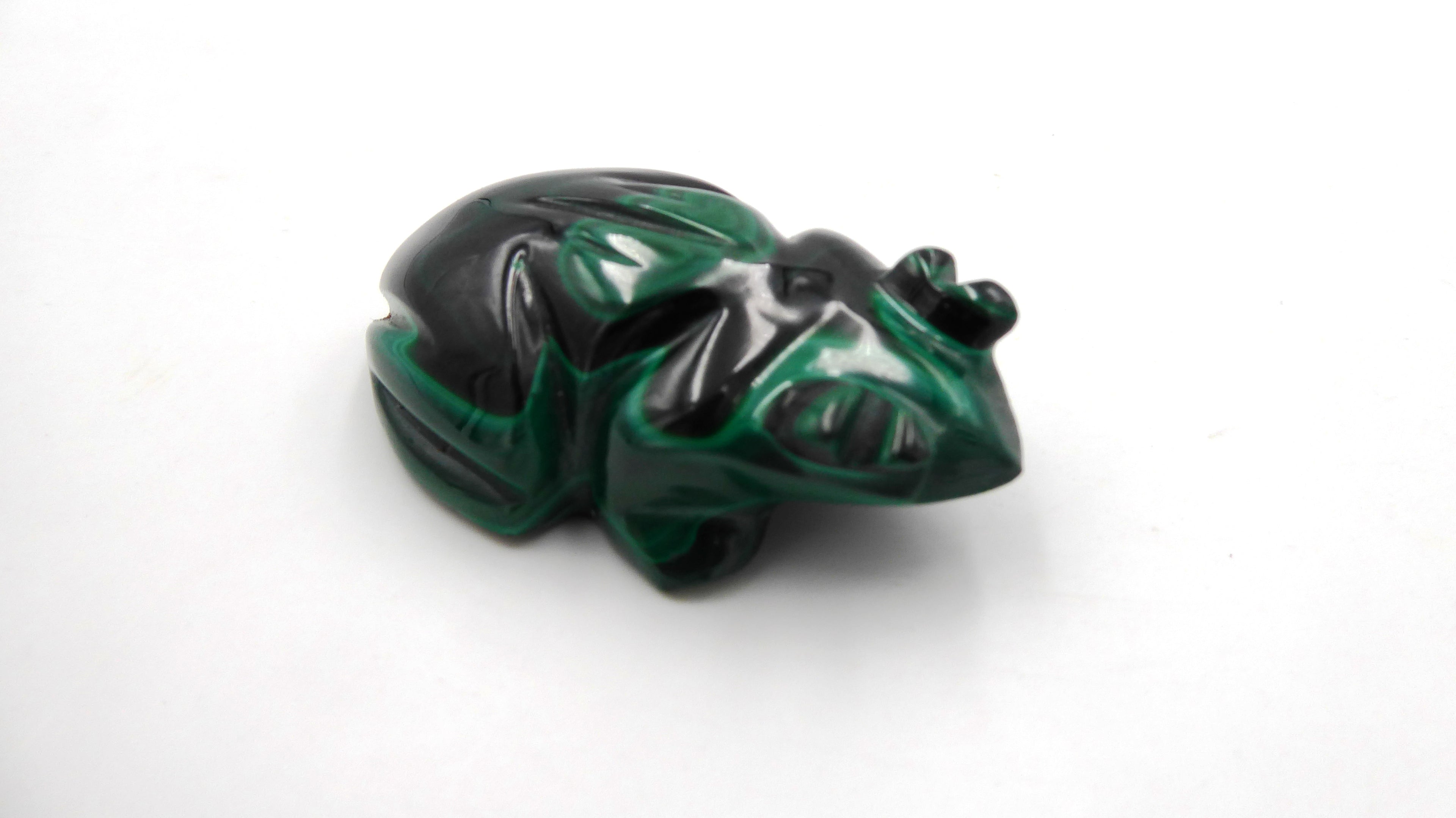 Petite grenouille en malachite achetée à La réunion