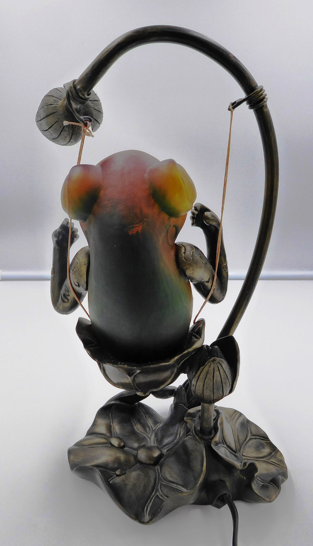 Superbe lampe grenouille pâte de verre