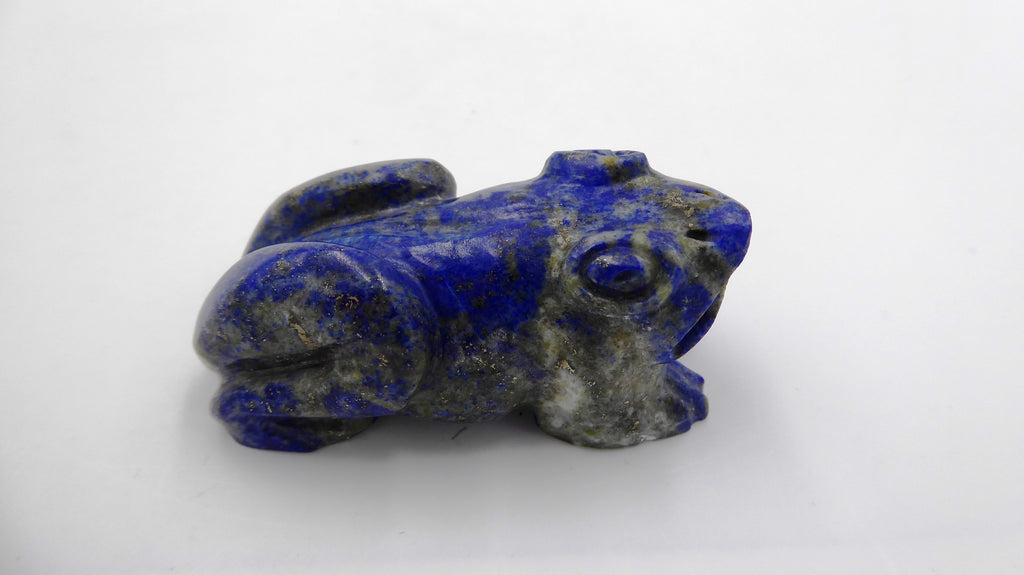 Grenouille assise en LAPIS LAZULI effet paillettes d'or