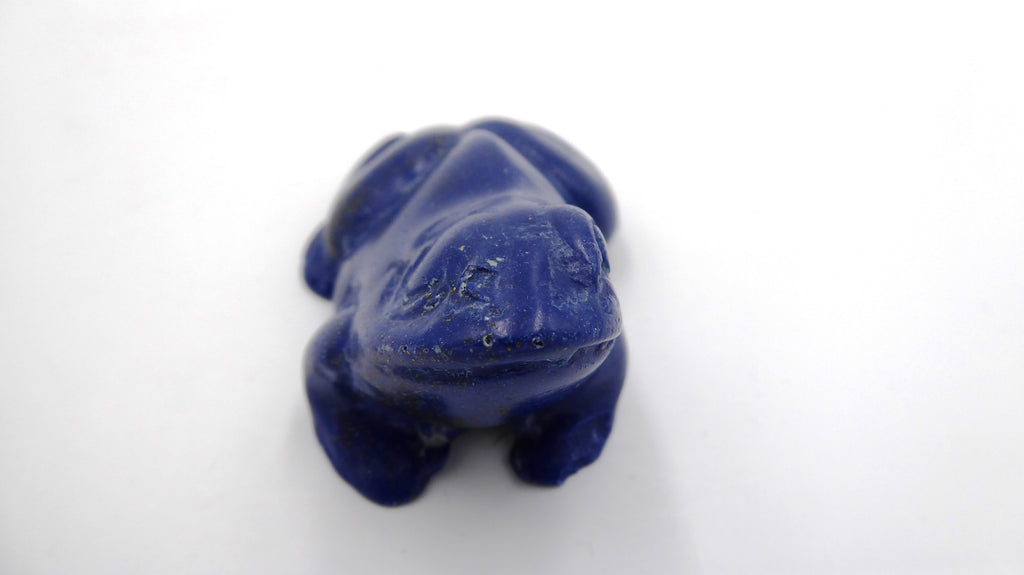Grenouille assise en LAPIS LAZULI effet paillettes d'or