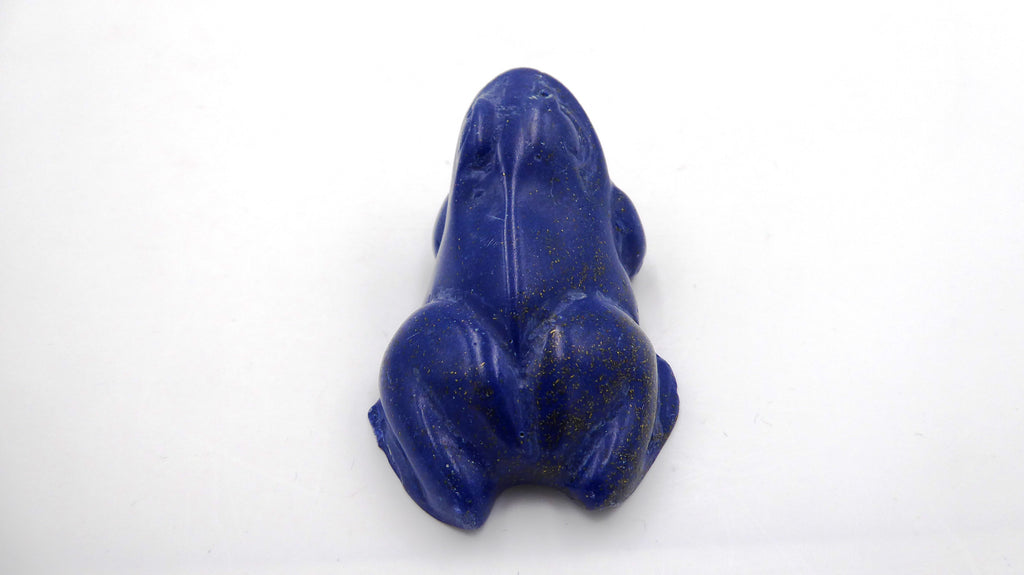 Grenouille assise en LAPIS LAZULI effet paillettes d'or