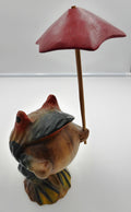 Belle sculpture bois peinte avec parasol