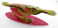 Belle sculpture bois peinte la surfeuse planche rose
