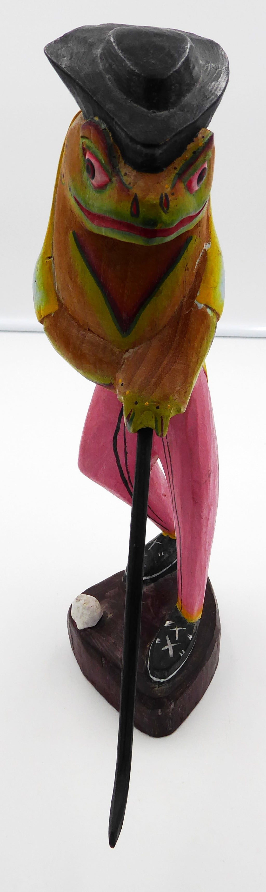 Belle sculpture bois peinte le golfeur
