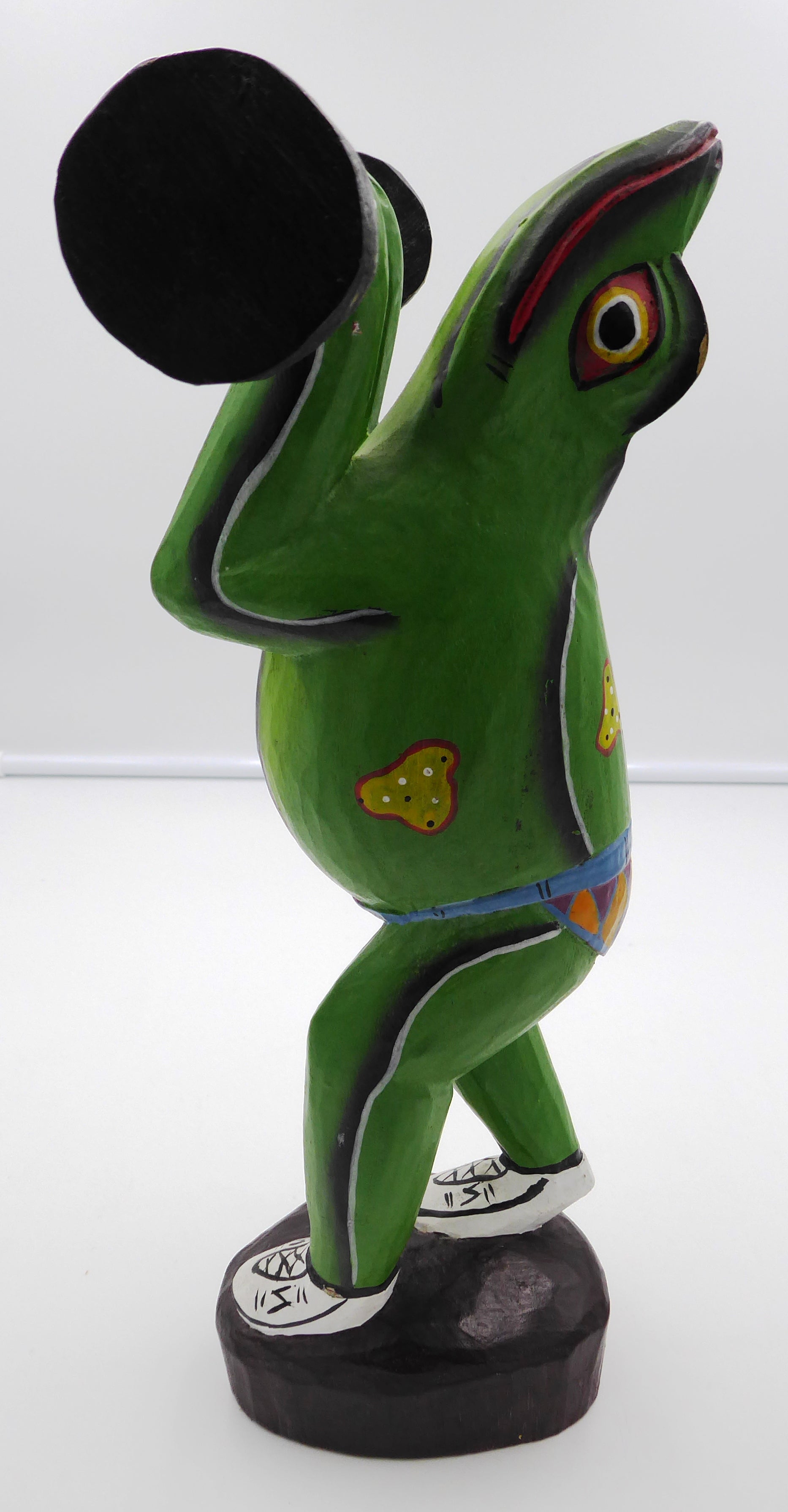 Belle sculpture bois peinte l’halthérophile