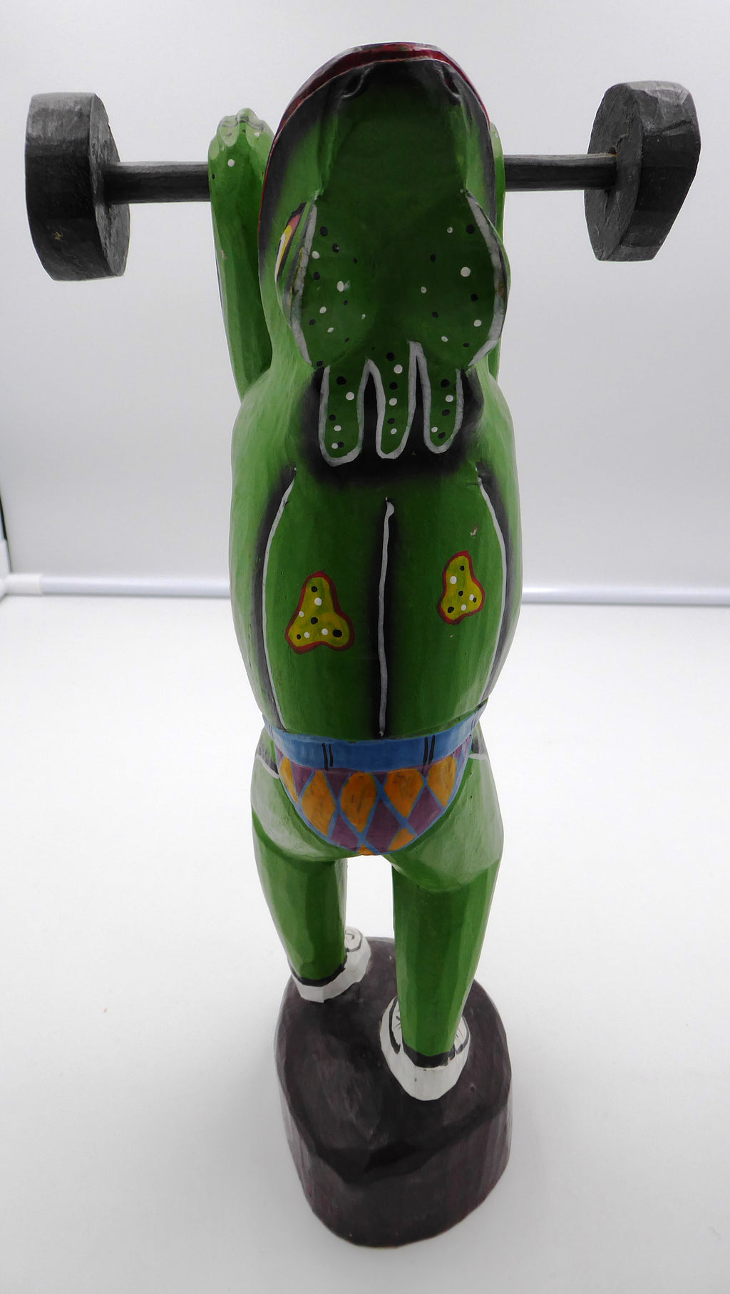 Belle sculpture bois peinte l’halthérophile