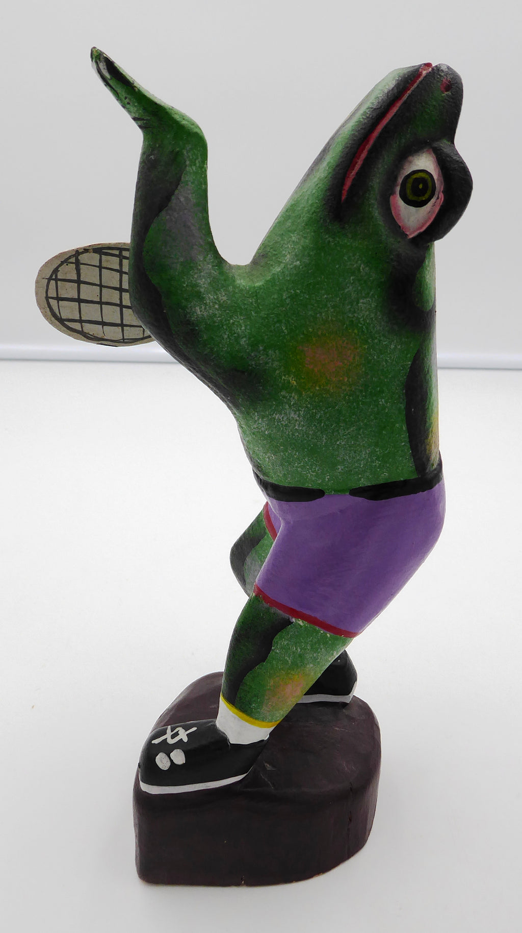 Belle sculpture bois peinte la tennis woman