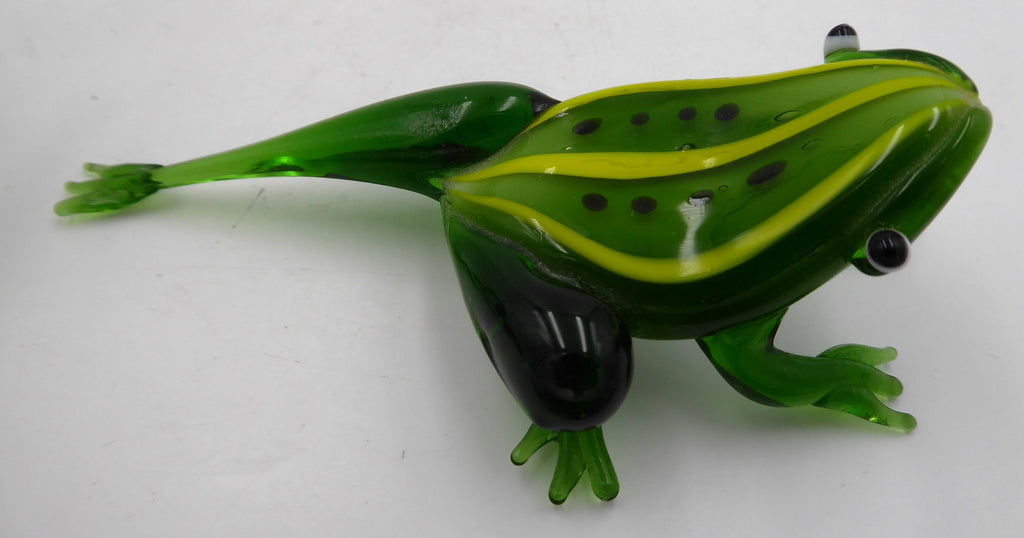 Groupe de quatre grenouilles en verre soufflé