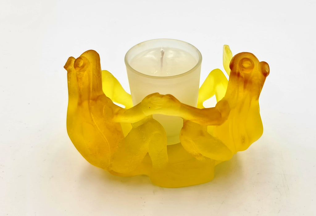 Couple de grenouilles assises - Bougeoir DAUM