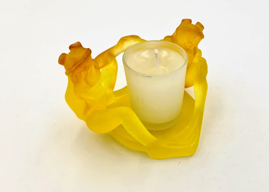 Couple de grenouilles assises - Bougeoir DAUM