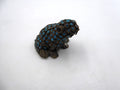 Vieille grenouille africaine en tôle laiton émaillée bleu ciel