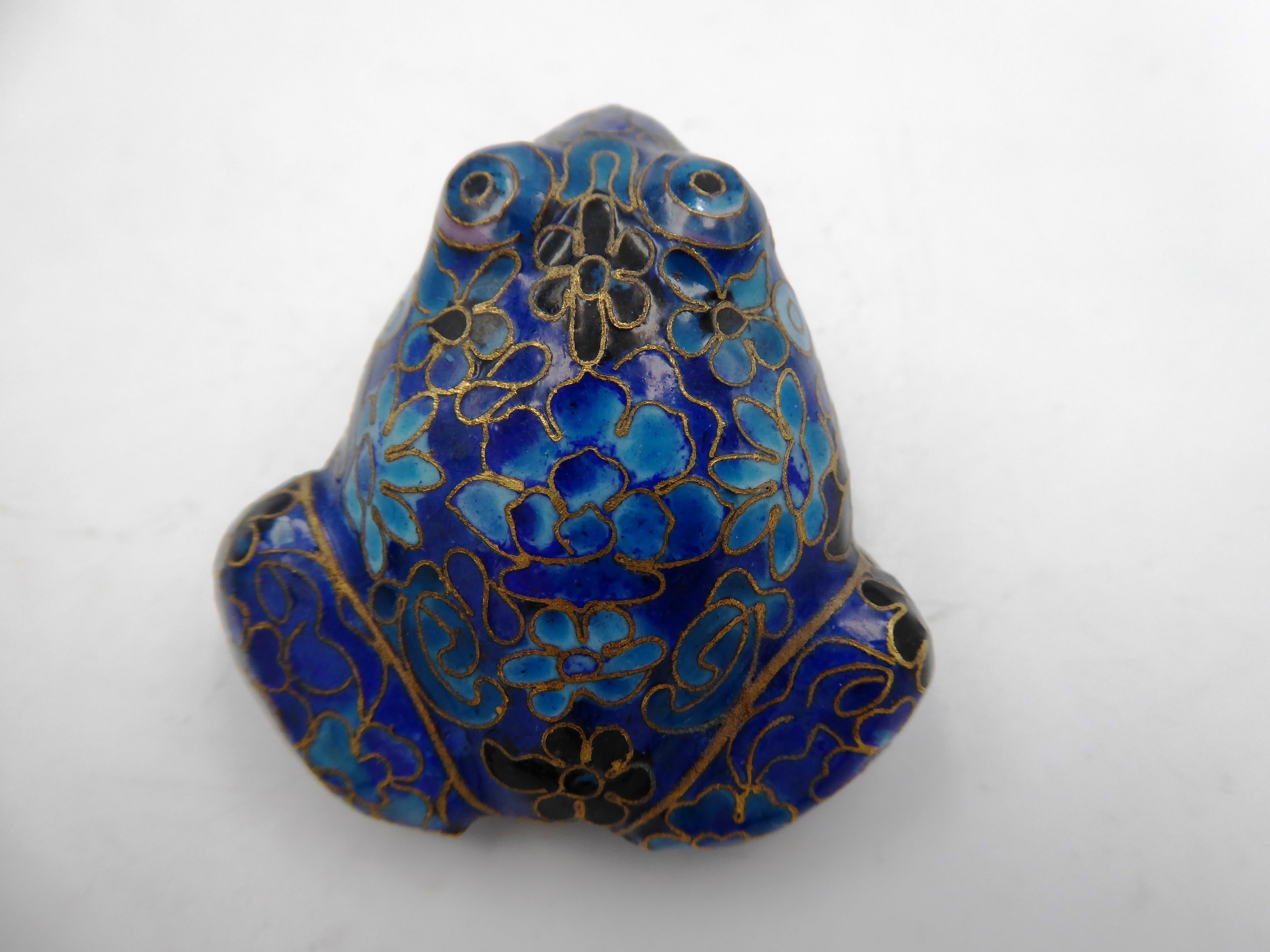 Petite grenouille laiton en émail cloisonné
