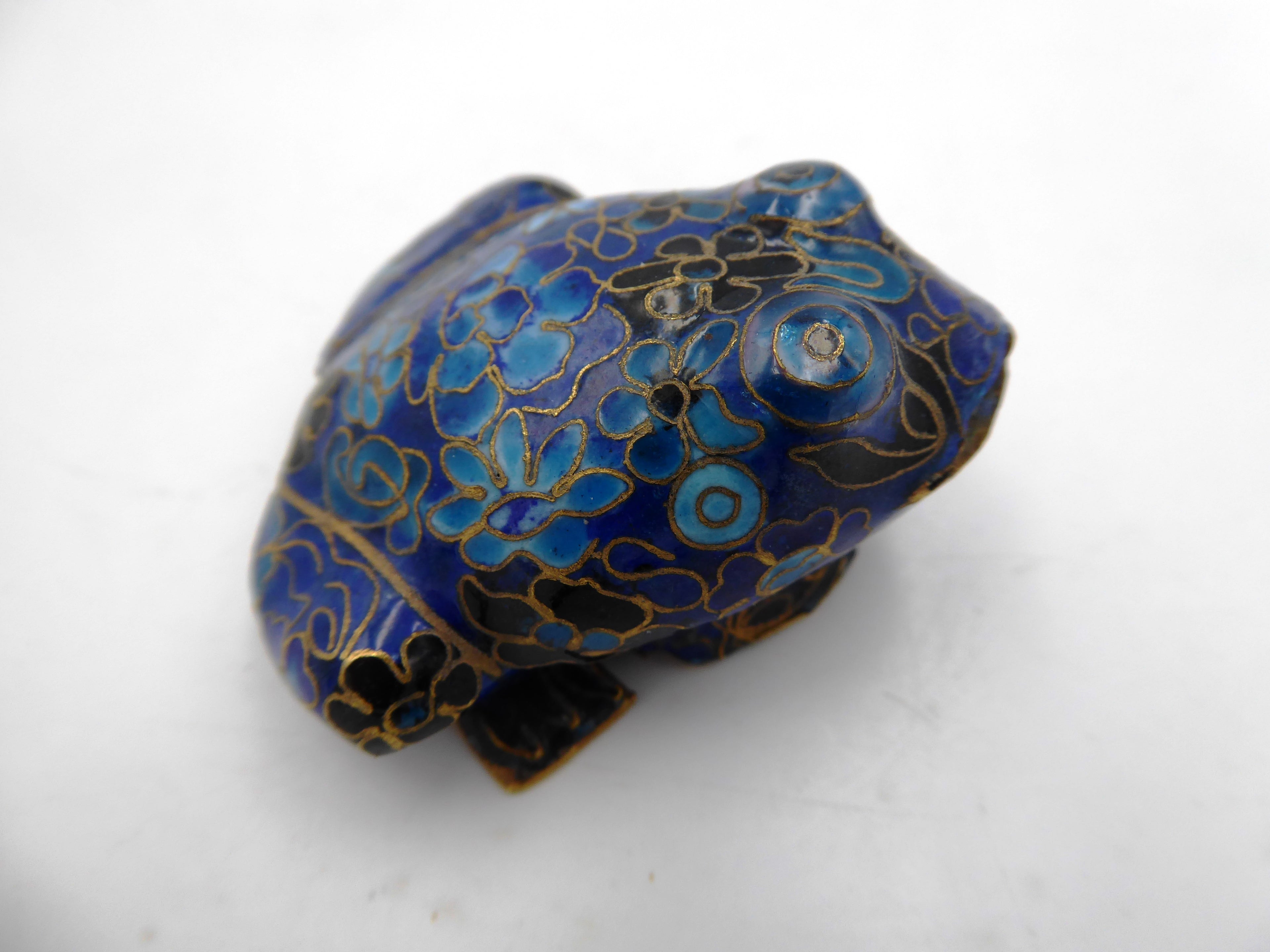 Petite grenouille laiton en émail cloisonné