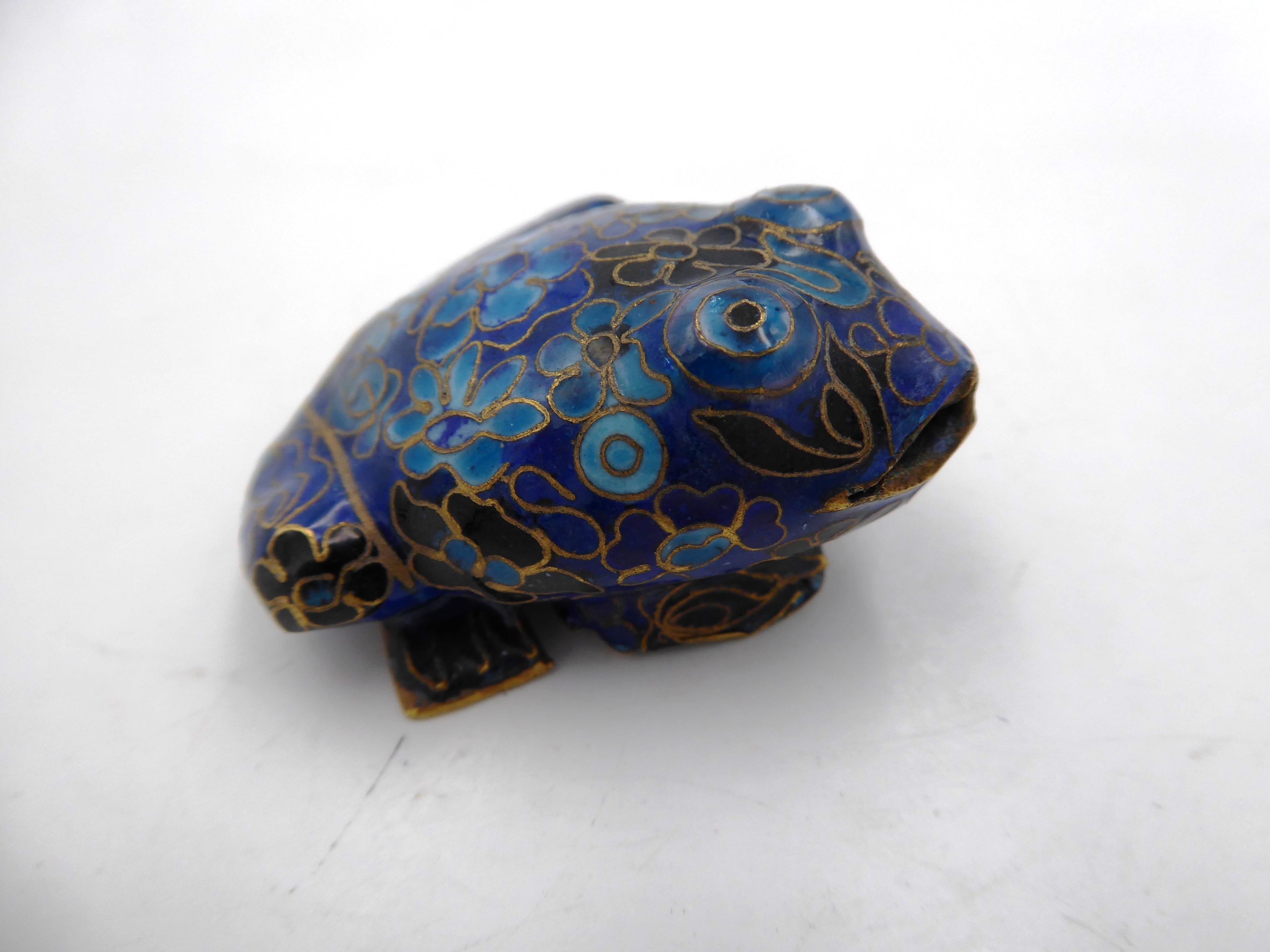Petite grenouille laiton en émail cloisonné