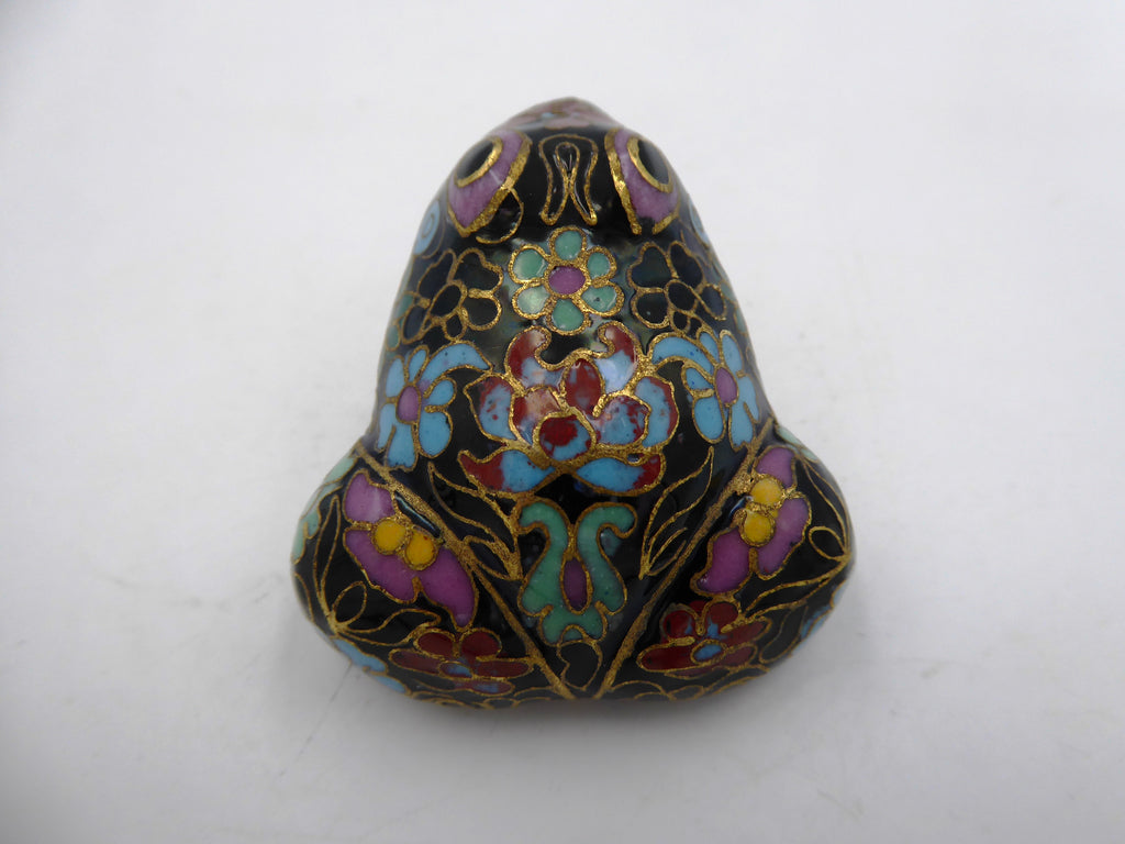 Petite grenouille en laiton en émail cloisonné