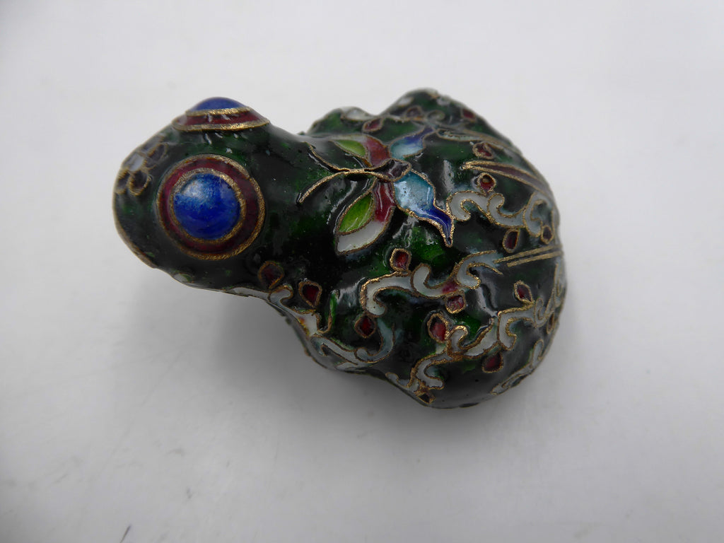 Petite grenouille laiton en émail cloisonné